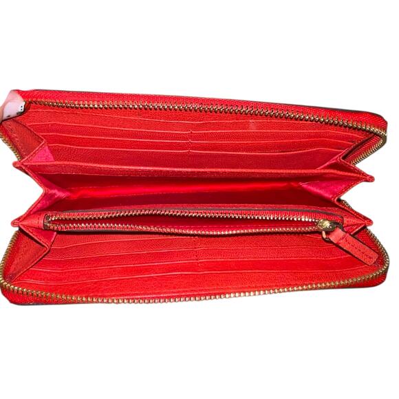 Milly Red Leather Long Wallet Classic 8" x 4" - Picture 7 of 13